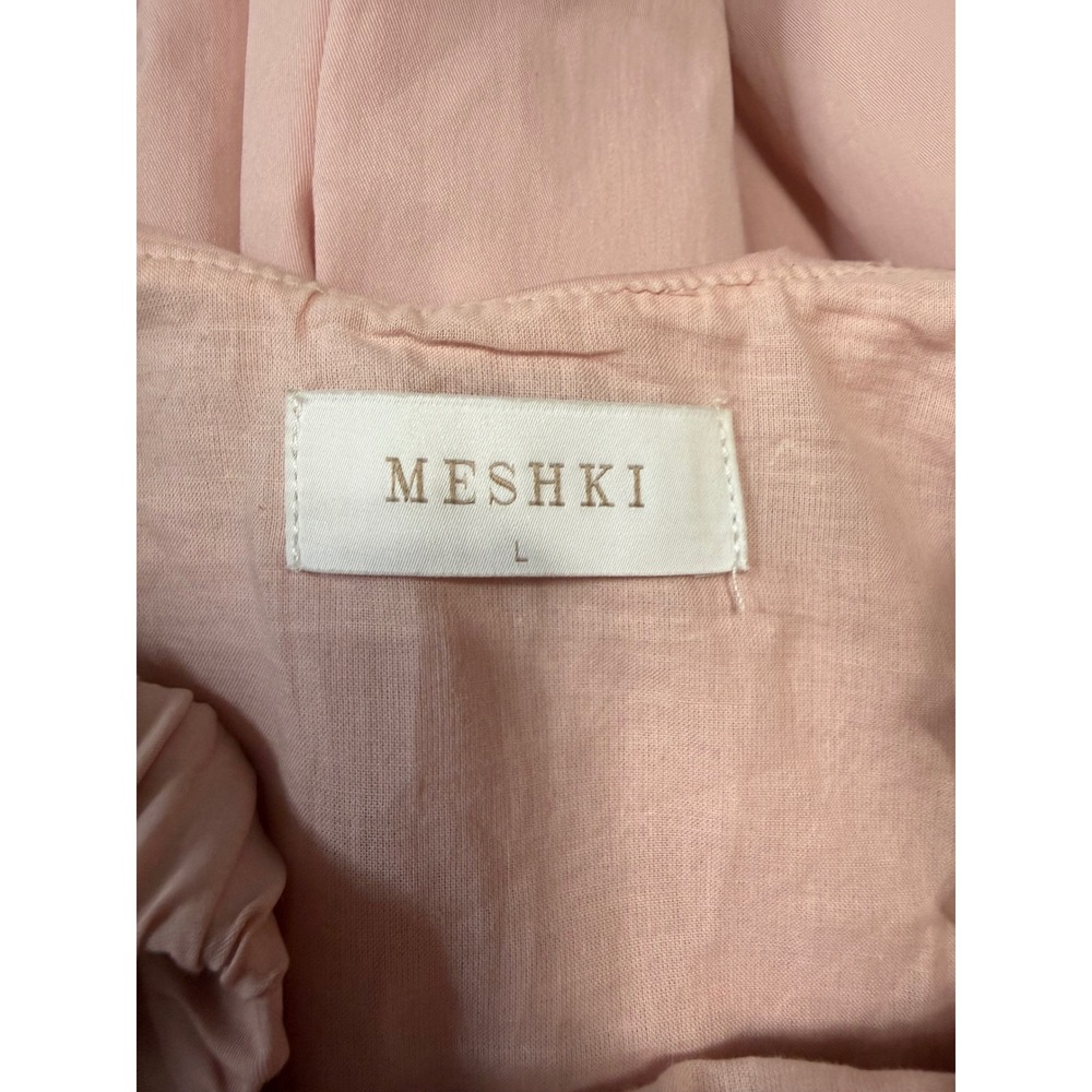 Meshki Pink Ruched Bubble Hem Mini Dress Halter Neckline Large Coquette Romanic - Picture 5 of 8